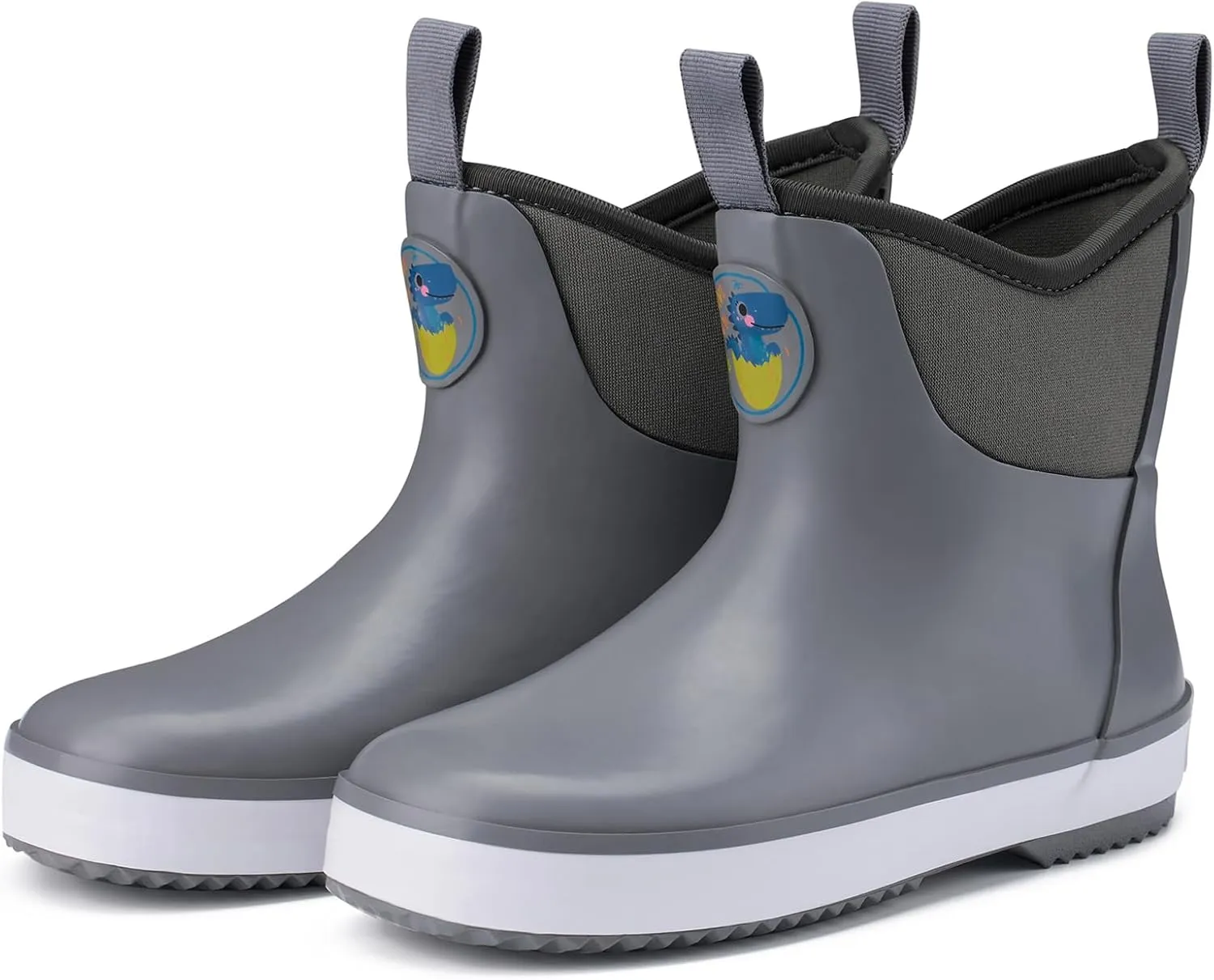 HISEA Kid's Deck Boots Waterproof Lightweight Ankle Rain Boots for Boys Girls Rubber Boots Non-slip Child Rain Shoes