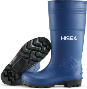 HISEA Men's Rain Boots Waterproof Rubber Boots with Steel Shank Seamless PVC Rainboots Outdoor Work Boots Durable Slip Resistant Fishing Gardening Knee Boot for Agriculture and Industrial Working