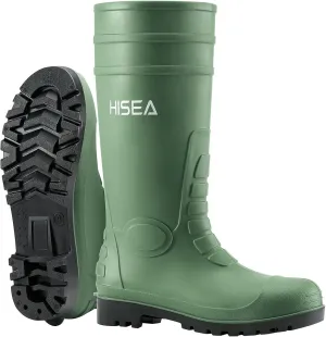 HISEA Men's Rain Boots with Steel Shank, Waterproof Rubber Boots Protective Footwear Seamless PVC Rainboots Outdoor Work Boots Durable Garden Fishing Tall Knee Boot for Agriculture and Industrial Working