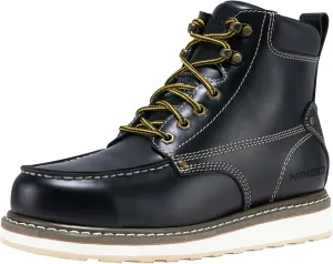 HISEA NINGO Work Boots for Men Steel/Soft Toe Boots, 6” Waterproof Slip Resistant Industrial & Construction Work Boots, Composite Toe Working Boots