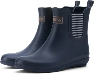 HISEA Rubber Rain Boots for Women Waterproof Chelsea Boots Short Ankle Rain Shoes Wedge Heel Anti-Slipping Rainboots for Ladies with Comfort Insole Lightweight Stylish Outdoor Work Booties