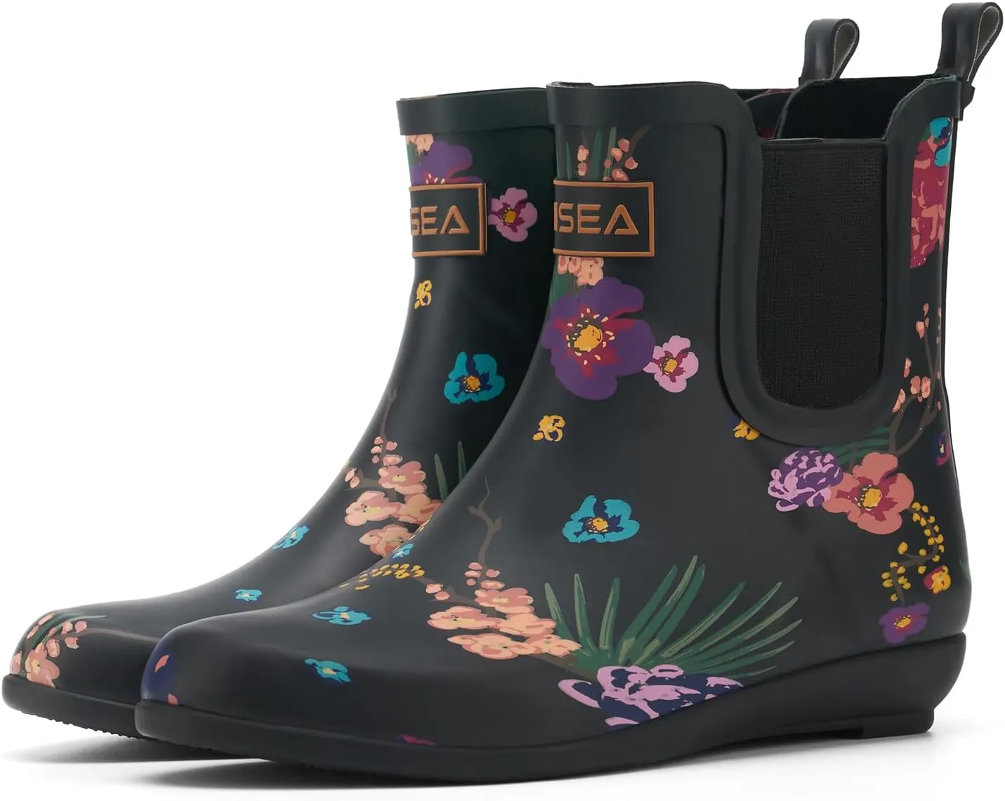 HISEA Rubber Rain Boots for Women Waterproof Chelsea Boots Short Ankle Rain Shoes Wedge Heel Anti-Slipping Rainboots for Ladies with Comfort Insole Lightweight Stylish Outdoor Work Booties