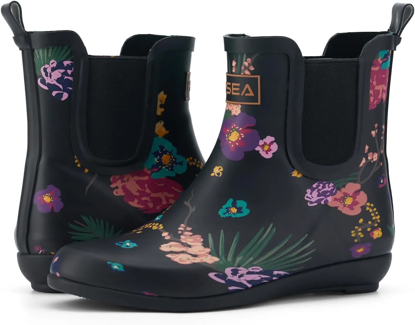 HISEA Rubber Rain Boots for Women Waterproof Chelsea Boots Short Ankle Rain Shoes Wedge Heel Anti-Slipping Rainboots for Ladies with Comfort Insole Lightweight Stylish Outdoor Work Booties