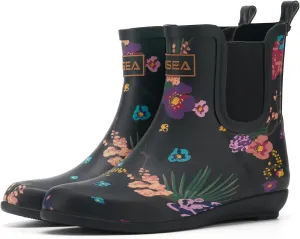 HISEA Rubber Rain Boots for Women Waterproof Chelsea Boots Short Ankle Rain Shoes Wedge Heel Anti-Slipping Rainboots for Ladies with Comfort Insole Lightweight Stylish Outdoor Work Booties