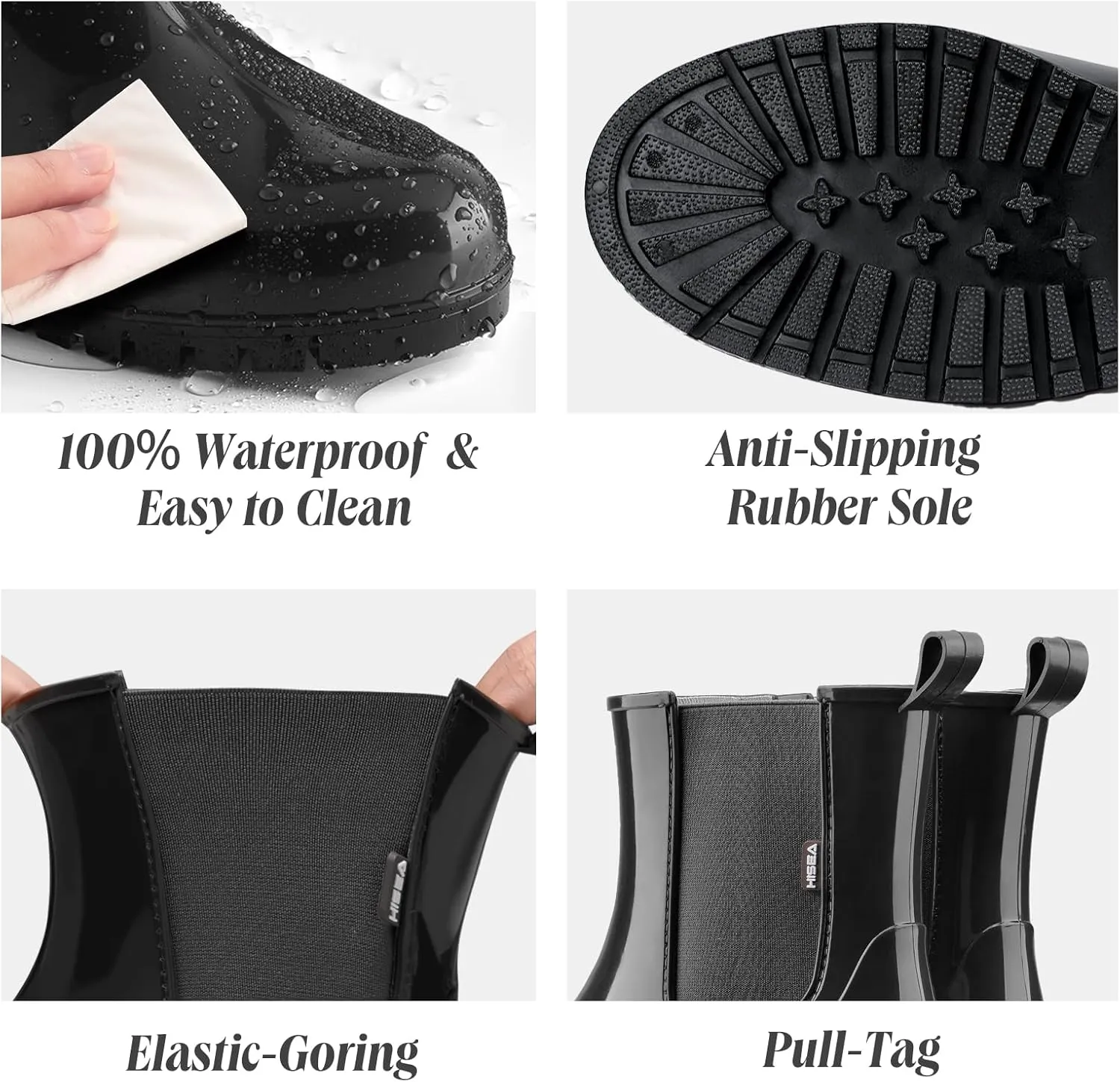 HISEA Short Rain Boots for Women Waterproof Garden Shoes Anti-Slipping Ankle Chelsea Rainboots for Ladies with Comfort Insole Lightweight Stylish Rubber Rain Shoes Outdoor Work Booties