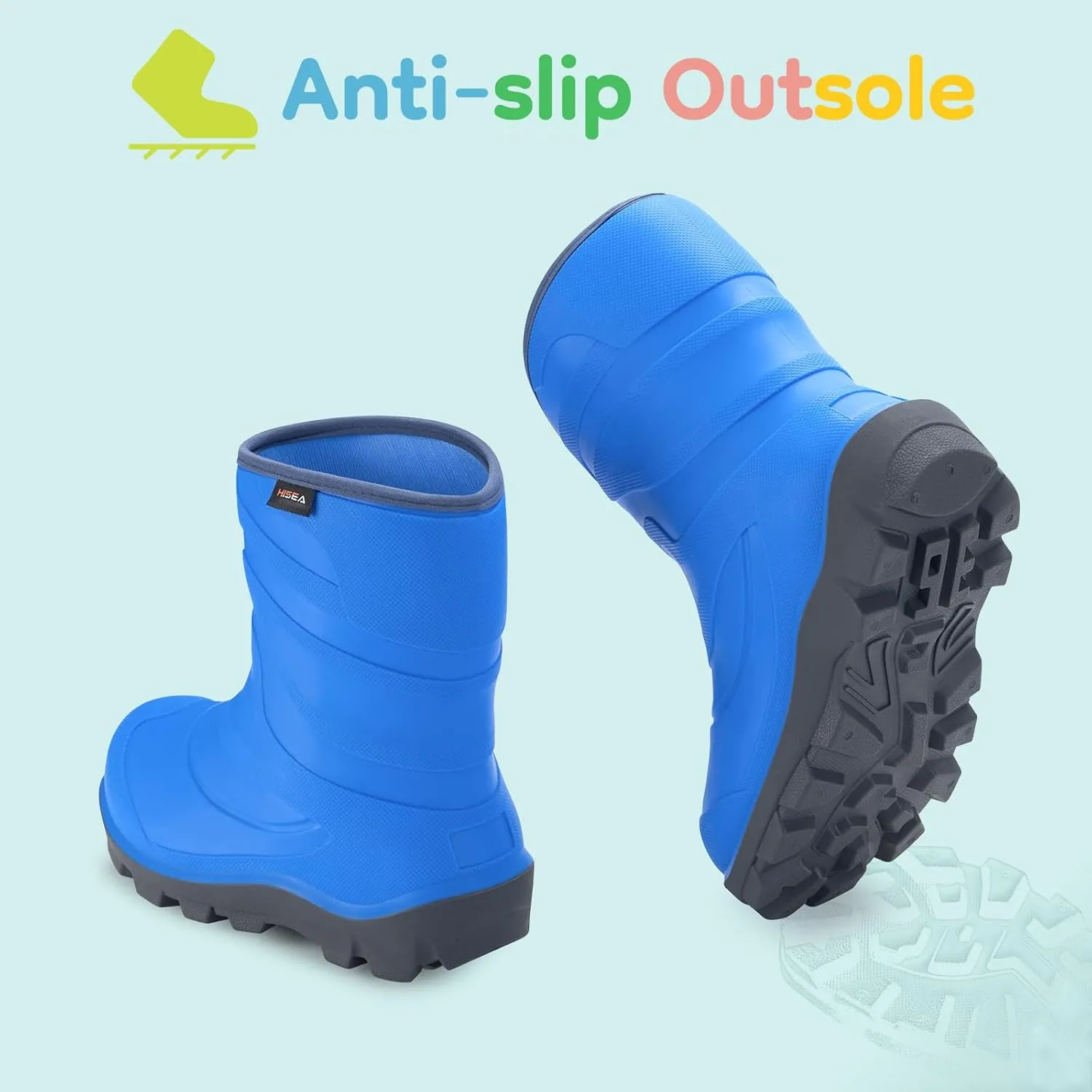 HISEA Toddler Rain Boots for Boys and Girls, Waterproof Seamless Lightweight Rubber Boots - Kids Rain Boots for Water Beach Outdoor Playing, Age 5-12 (Little Kid/Big Kid)