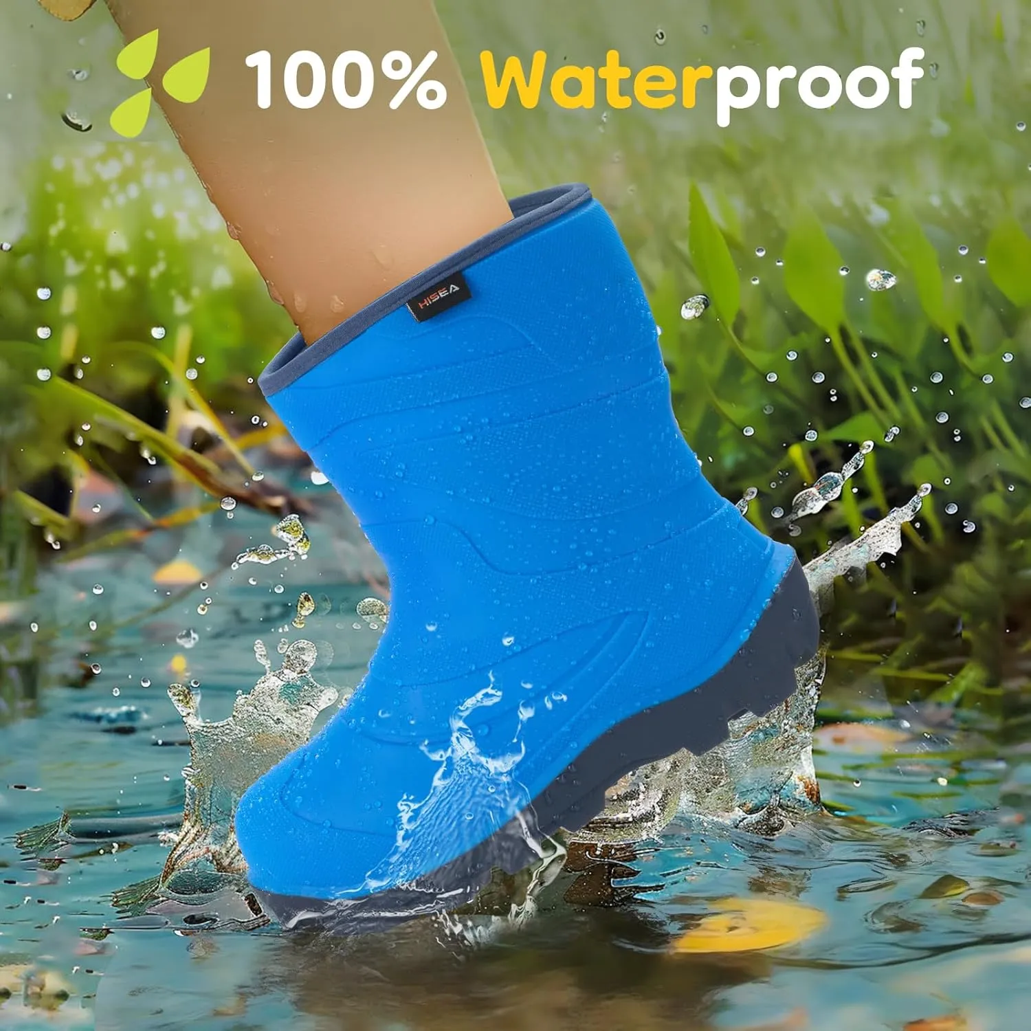 HISEA Toddler Rain Boots for Boys and Girls, Waterproof Seamless Lightweight Rubber Boots - Kids Rain Boots for Water Beach Outdoor Playing, Age 5-12 (Little Kid/Big Kid)