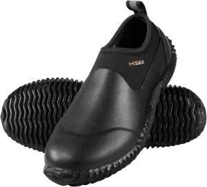HISEA Unisex Waterproof Garden Shoes, Men's Rubber Rain Boots Women's Ankle Rain Shoes Neoprene Camp Booties Outdoor Slip-On Rain Footwear for Gardening, Farming, Camping, Car Wash, Lawn Care and Yard Work