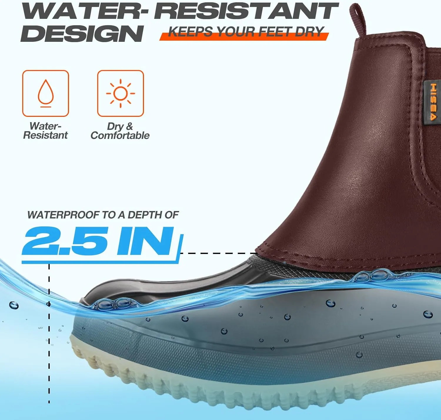 HISEA Women's Duck Boots Waterproof Ankle Saltwater Boot for Outdoor Winter Snow Boots