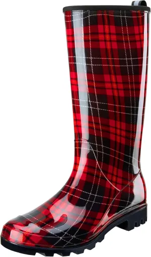 HISEA Women's Rain Boots Waterproof Garden Shoes Colorful Printed Knee High Rubber Boots Anti-Slipping Rainboots for Ladies with Comfort Insole Tall Wellington Rain Shoes