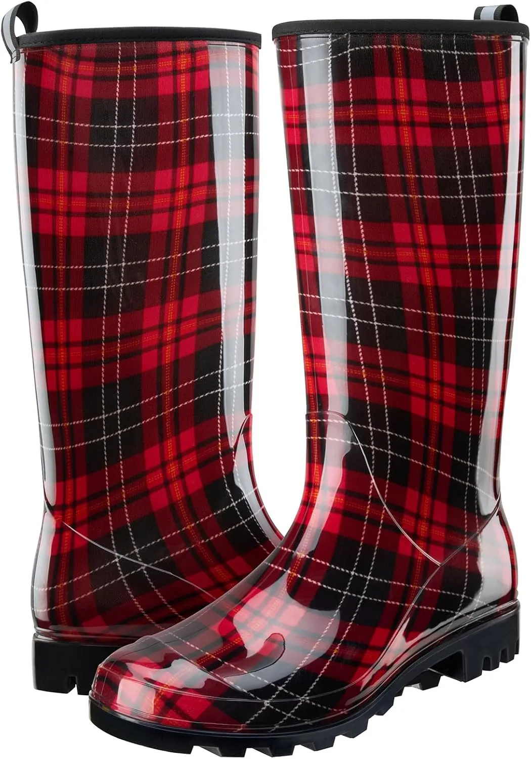 HISEA Women's Rain Boots Waterproof Garden Shoes Colorful Printed Knee High Rubber Boots Anti-Slipping Rainboots for Ladies with Comfort Insole Tall Wellington Rain Shoes