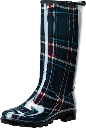 HISEA Women's Rain Boots Waterproof Garden Shoes Colorful Printed Knee High Rubber Boots Anti-Slipping Rainboots for Ladies with Comfort Insole Tall Wellington Rain Shoes