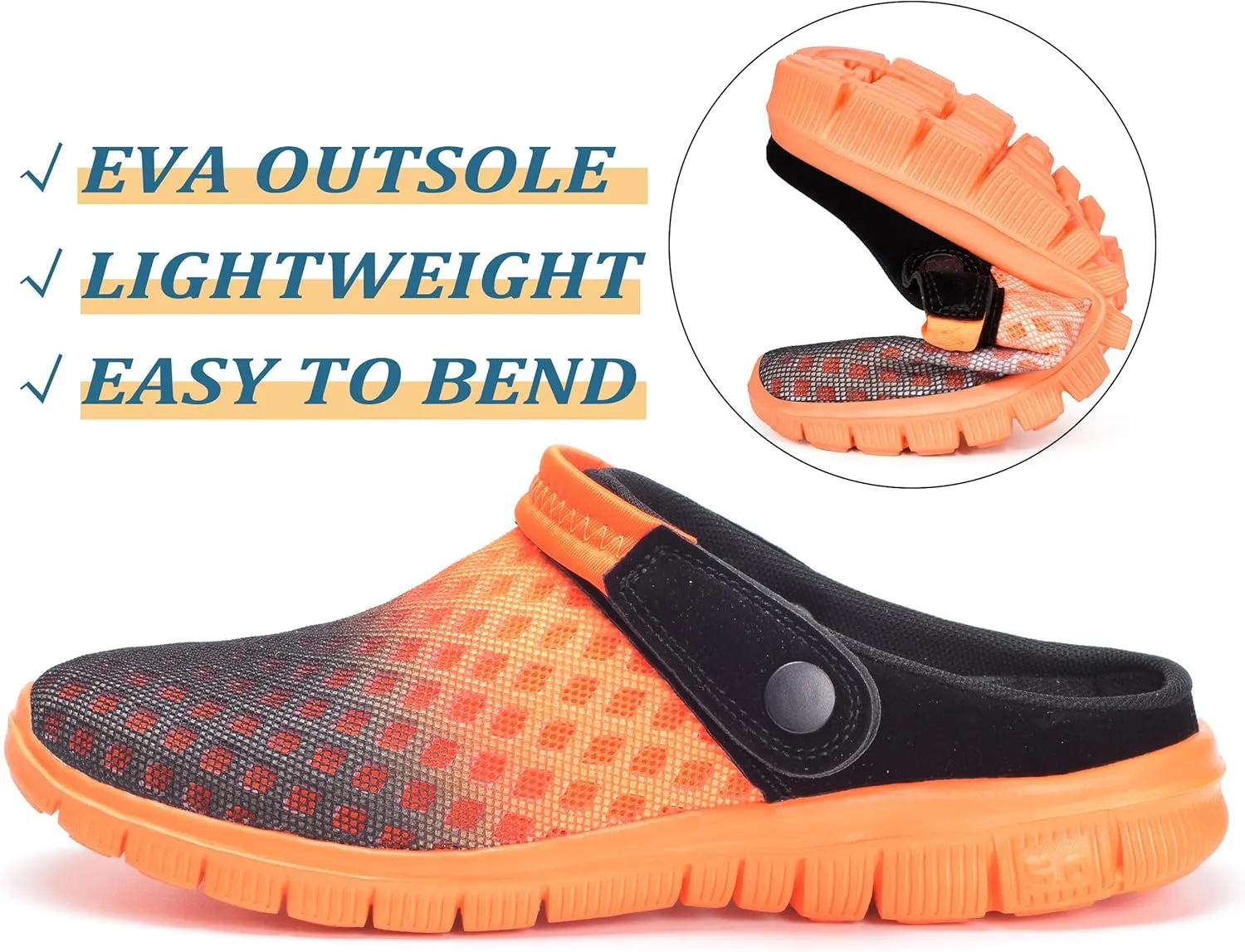 Hsyooes Mens Womens Mules & Clogs Garden Shoes Summer Breathable Mesh Slippers Non-Slip Outdoor Beach Sandals Unisex