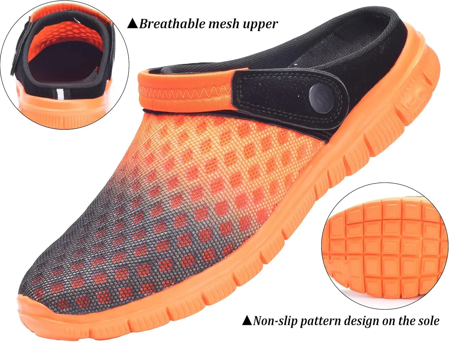 Hsyooes Mens Womens Mules & Clogs Garden Shoes Summer Breathable Mesh Slippers Non-Slip Outdoor Beach Sandals Unisex