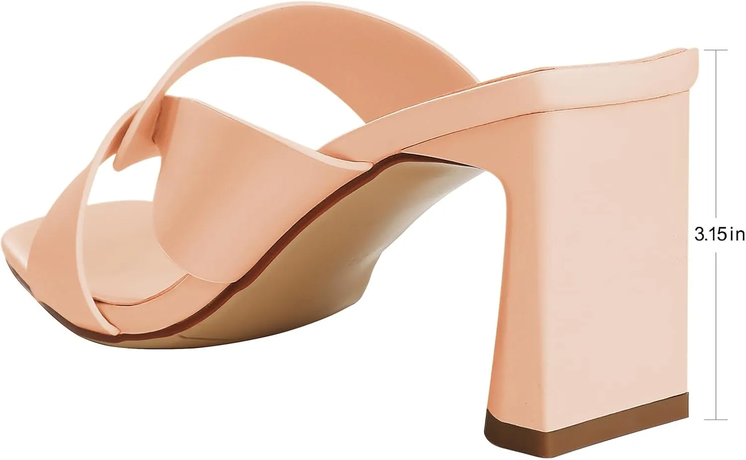 Husmeu Women's High Heeled Sandals for Women Dreesey Summer Mules Square Toe Slip on Heels Chunky Block Heels Sandals