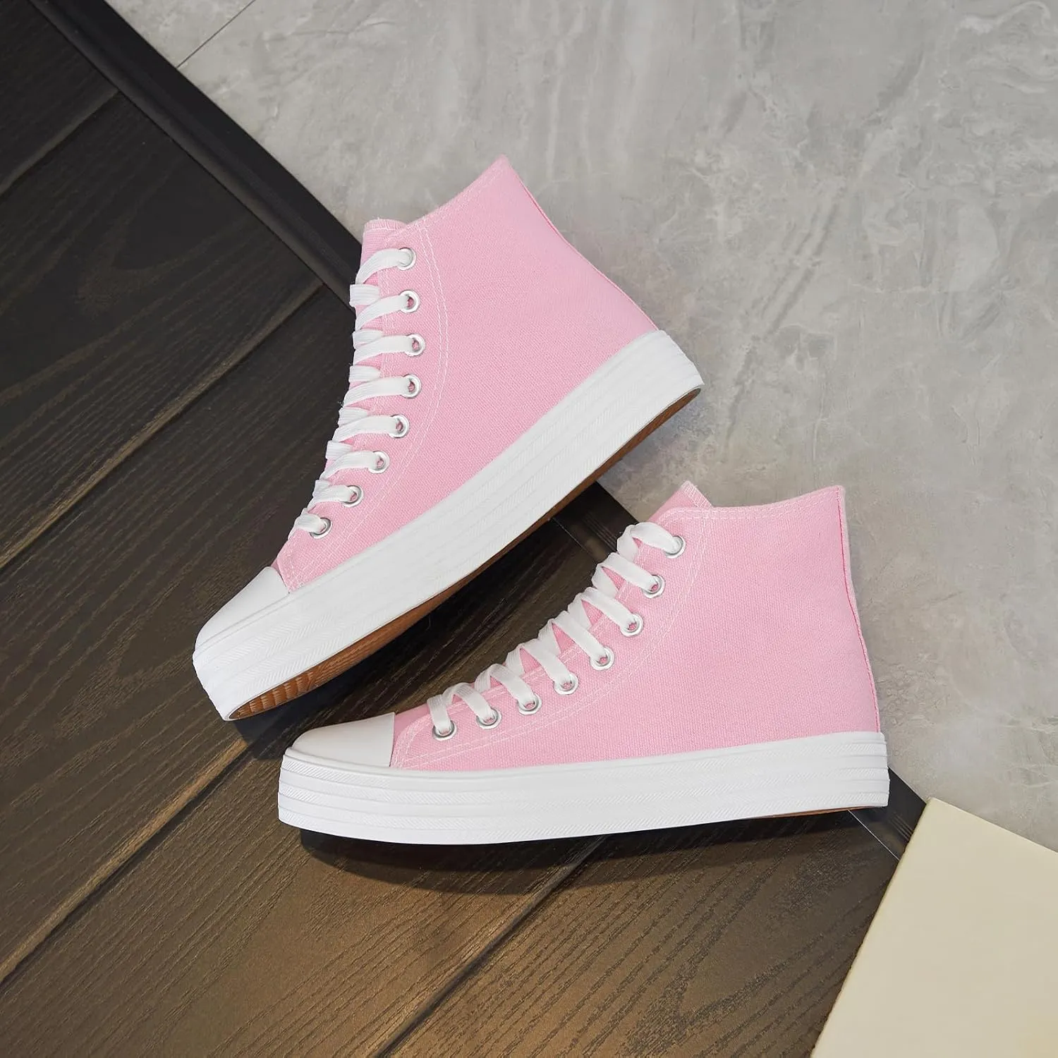 HYPOCRUTE Womens High Top Sneakers Classic Canvas Shoes for Women Lace Up Canvas Sneakers Casual Tennis Shoes for Walking