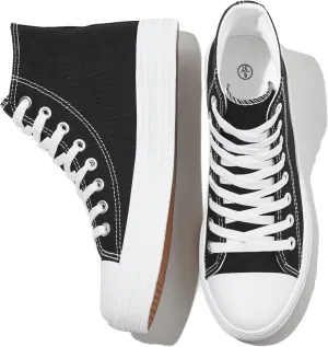 HYPOCRUTE Womens High Top Sneakers Classic Canvas Shoes for Women Lace Up Canvas Sneakers Casual Tennis Shoes for Walking