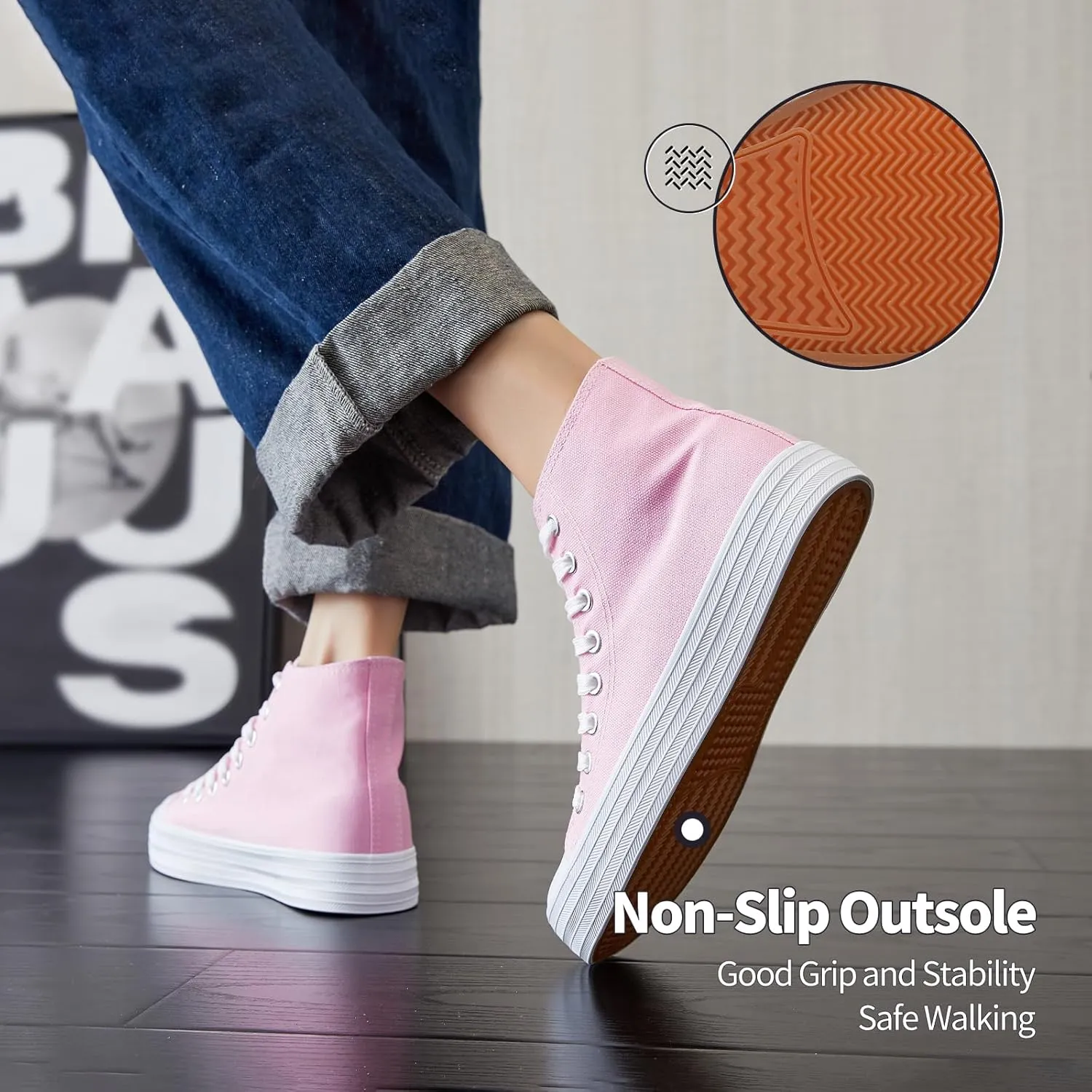 HYPOCRUTE Womens High Top Sneakers Classic Canvas Shoes for Women Lace Up Canvas Sneakers Casual Tennis Shoes for Walking