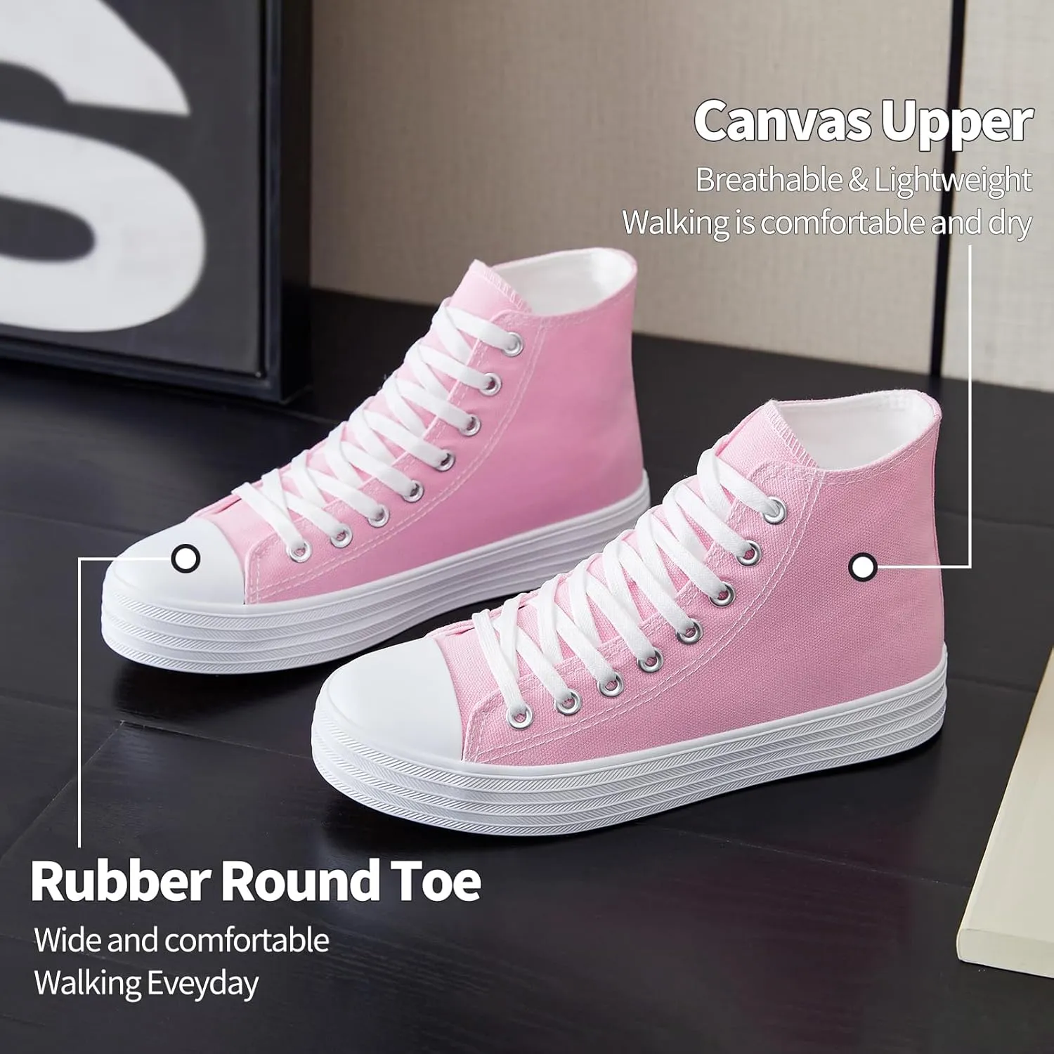 HYPOCRUTE Womens High Top Sneakers Classic Canvas Shoes for Women Lace Up Canvas Sneakers Casual Tennis Shoes for Walking
