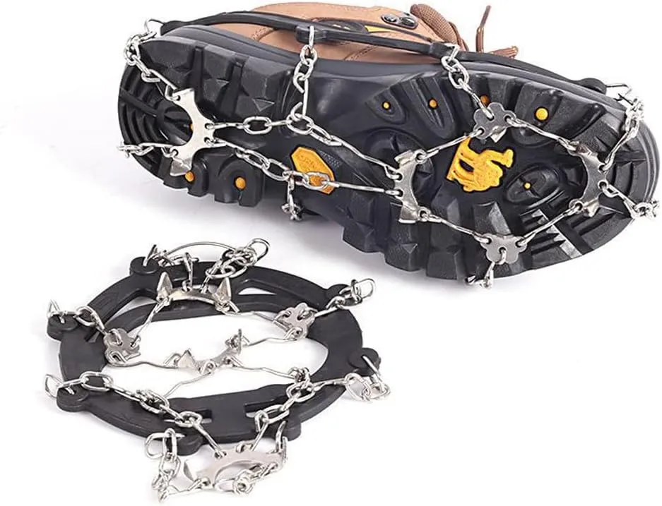 Ice Cleats,Spikes CramponsTraction Snow Grips for Boots Shoes Women Men Kids, Anti Slip Stainless Steel Footwear Spikes for Hiking Fishing Walking Climbing Ice Mountaineering