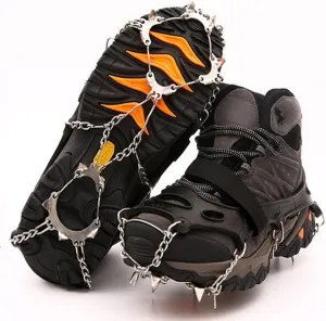 Ice Cleats,Spikes CramponsTraction Snow Grips for Boots Shoes Women Men Kids, Anti Slip Stainless Steel Footwear Spikes for Hiking Fishing Walking Climbing Ice Mountaineering