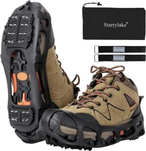 Ice Snow Traction Cleats with 24 Steel Studs Crampons Anti Slip for Walking, S/M/L/XL