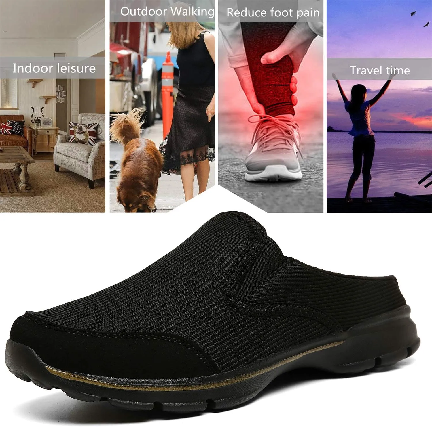 INMINPIN Unisex Slippers Casual Clog House Shoes Comfort Slip-On Walking Mules with Indoor Outdoor Anti-Skid Sole for Men and Women