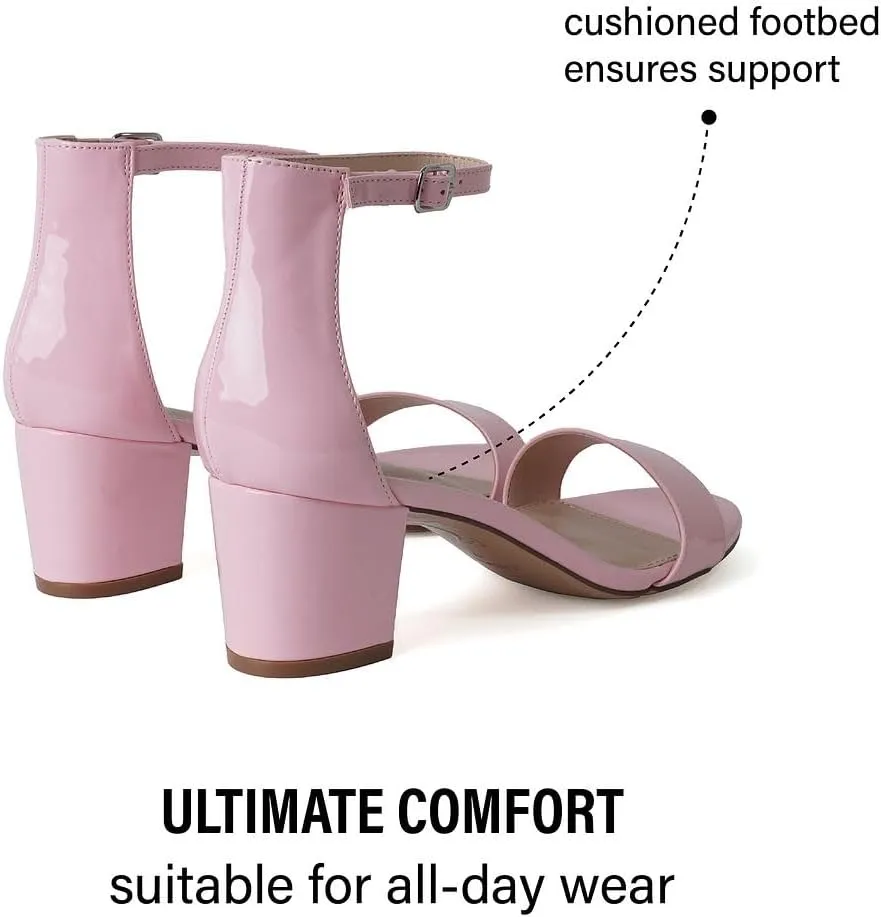 J. Adams Daisy Heeled Sandals - Ankle Strap Low Block, Open Toe Dress Pumps, Chunky Heels - Dressy Shoes for Women - Bridal, Wedding, Summer Sandals