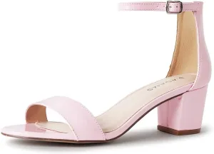 J. Adams Daisy Heeled Sandals - Ankle Strap Low Block, Open Toe Dress Pumps, Chunky Heels - Dressy Shoes for Women - Bridal, Wedding, Summer Sandals