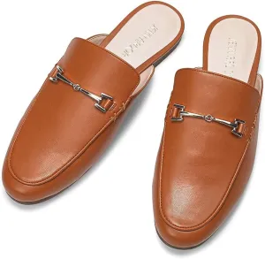JENN ARDOR Mules for Women Flats Backless Loafers Shoes Slip On Slippers Pointed Toe Low Heel Work Slides Womens Mules Casual Shoes