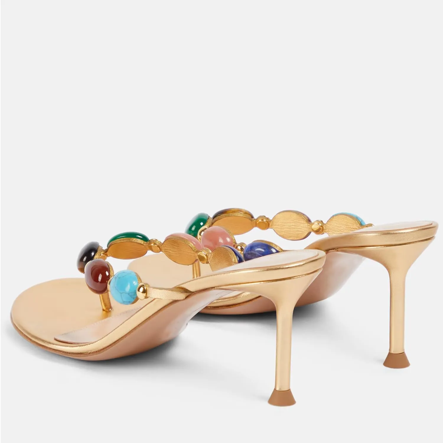 Jewelled Thong Heeled Sandals for Women Slip On Round Open Toe Flip Flop Pumps Mules Summer Strappy High Heels Dress Wedding Shoes