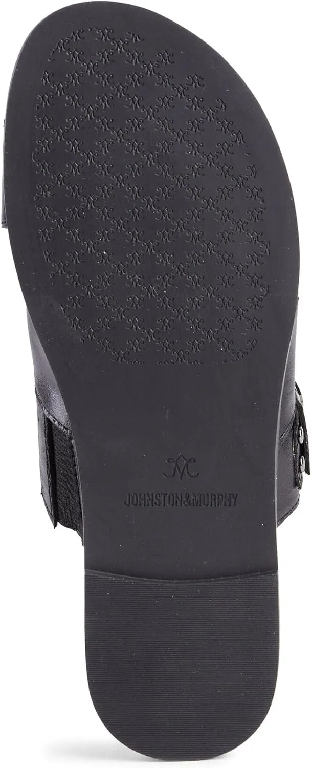 Johnston & Murphy Women’s Shayla Cross-Band Slides, Women’s Slip On Leather Shoes, Flat Sandals for Women