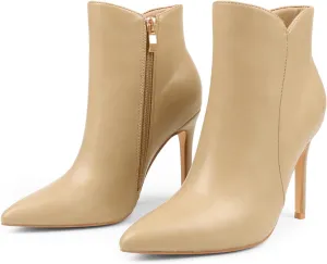 JOY IN LOVE Women's Ankle Boots 4 inch Stiletto High Heels Pointed Toe Zipper Boots