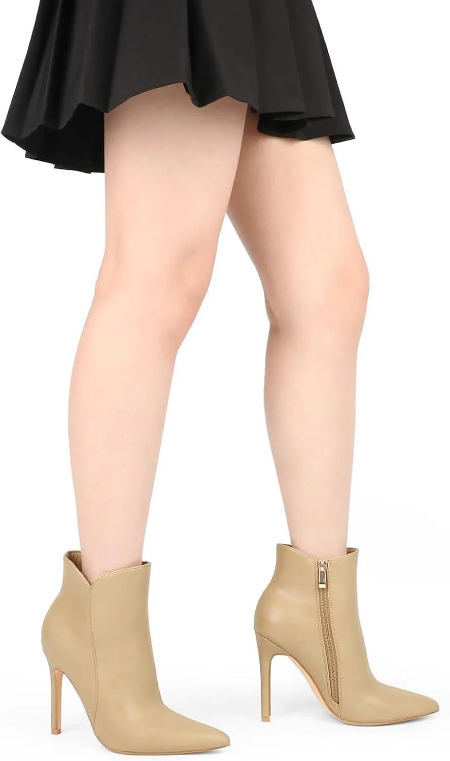 JOY IN LOVE Women's Ankle Boots 4 inch Stiletto High Heels Pointed Toe Zipper Boots