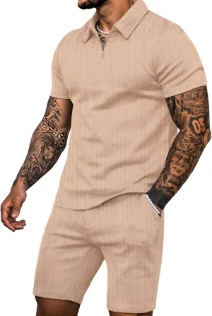 JoZorro Mens Polo Shirts and Shorts Set Tracksuit Fashion Casual Summer 2 Piece Outfits for Men