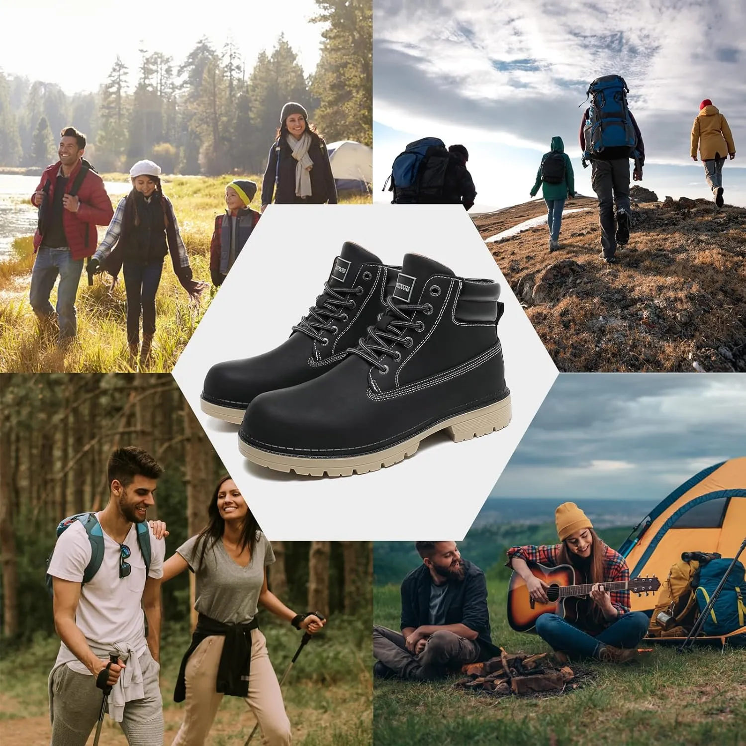 JSWEI Hiking Boots for Men and Women Comfortable Casual Chukka Boots - Outdoor Oxford & Derby Waterproof Lightweight Lace up Resistant Walking Ankle