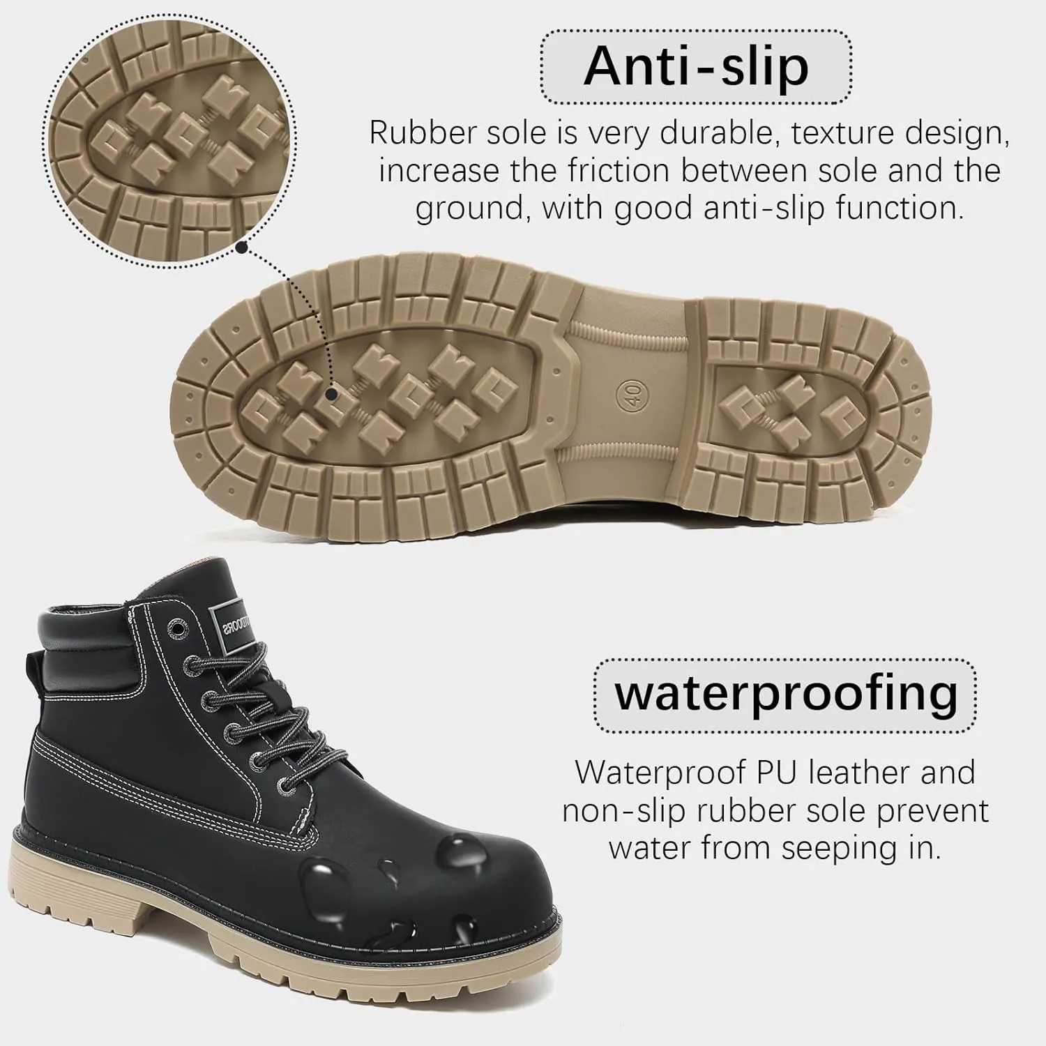 JSWEI Hiking Boots for Men and Women Comfortable Casual Chukka Boots - Outdoor Oxford & Derby Waterproof Lightweight Lace up Resistant Walking Ankle