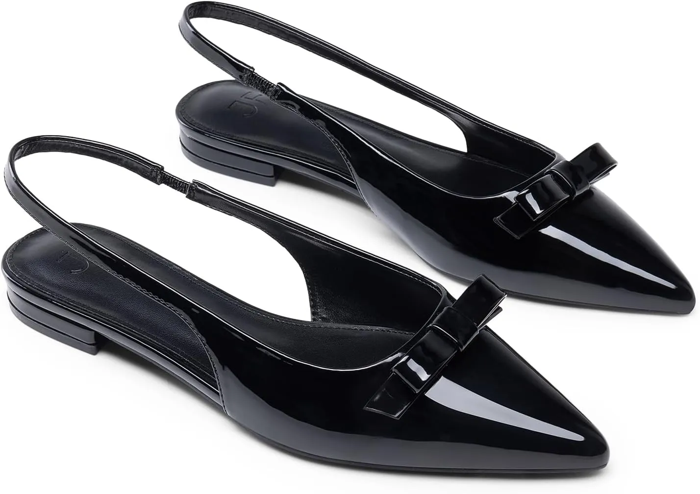 JustFab Women's Slingback Flats Pointed Toe Low Heel Sandals with Bow Fashion Dress Shoes for Women