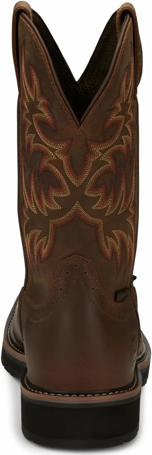 Justin Mens Steel Toe Wtrprf Tan Work Boots