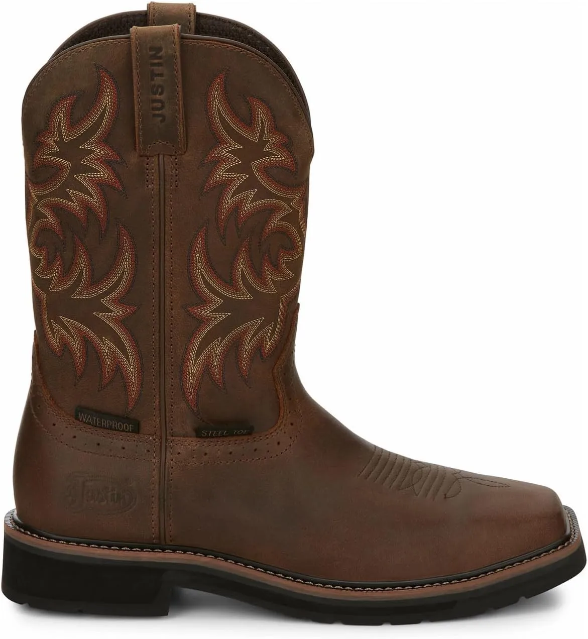 Justin Mens Steel Toe Wtrprf Tan Work Boots