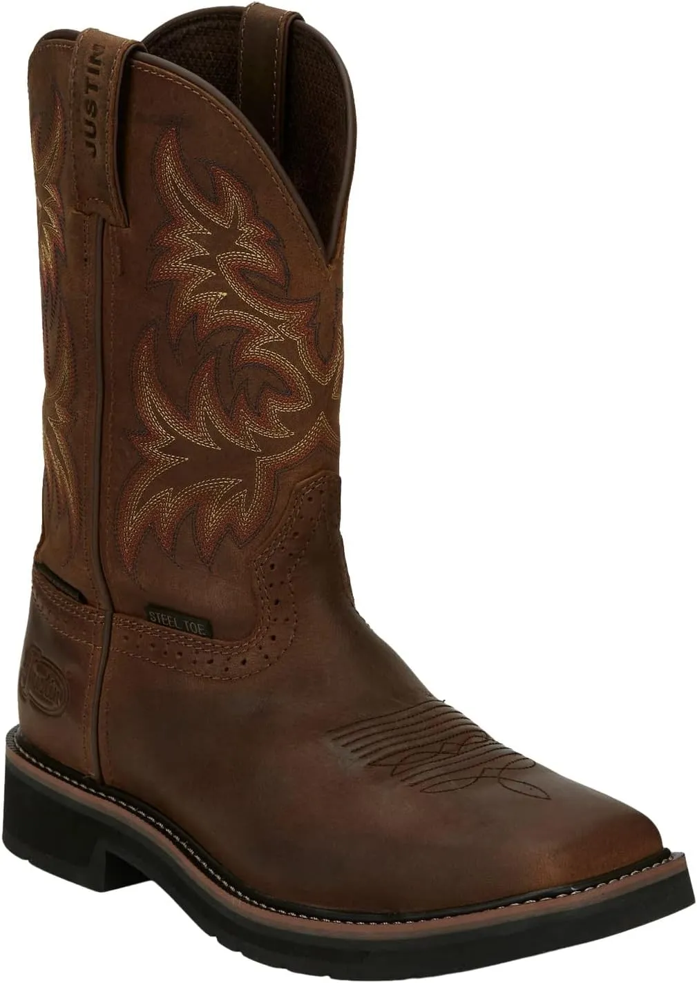 Justin Mens Steel Toe Wtrprf Tan Work Boots