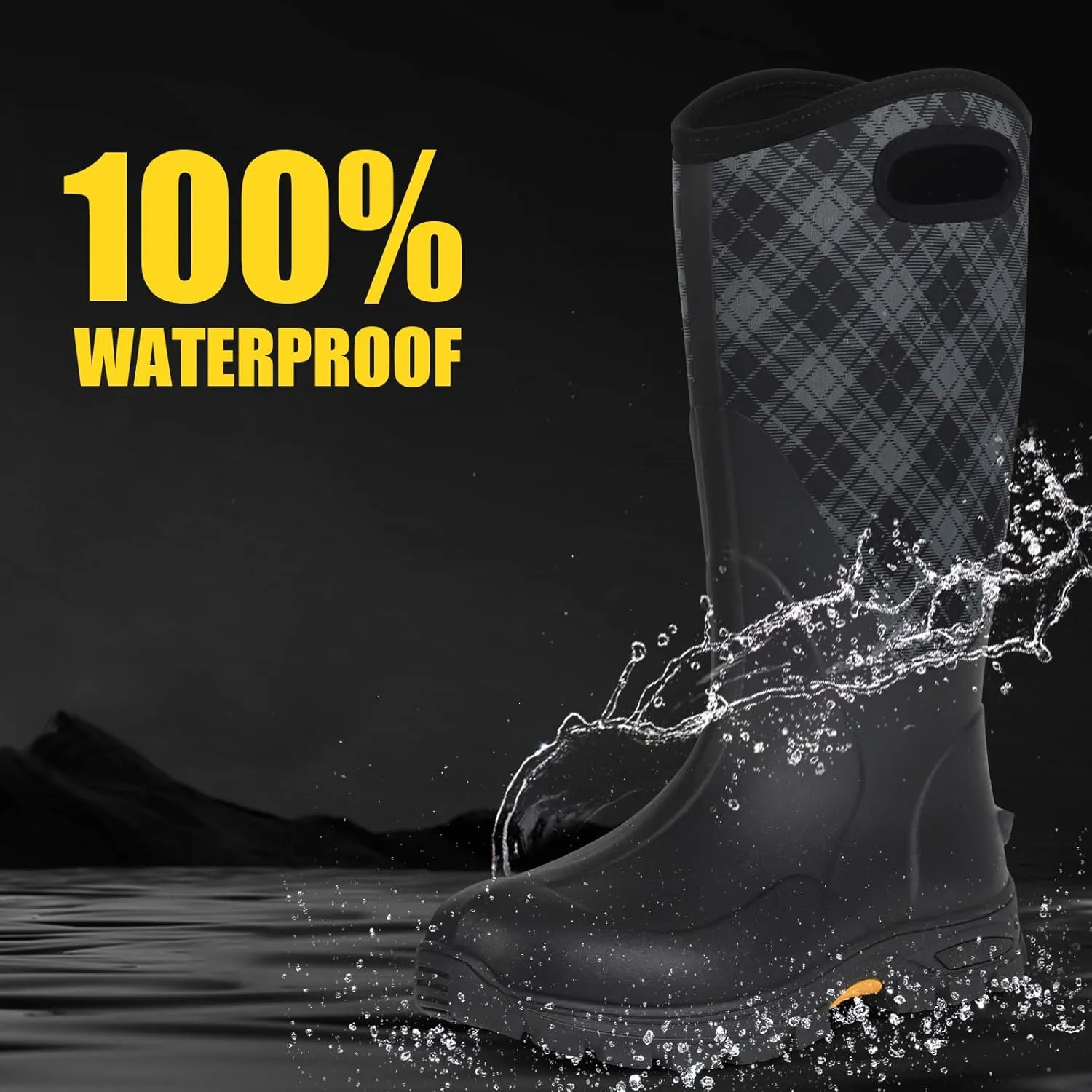 Kalkal Rubber Boots for Men and Women, Waterproof Insulated Rain Boots, Neoprene Breathable Mud Boots, Outdoor Anti-slip Mens Work Farming Hunting Boots