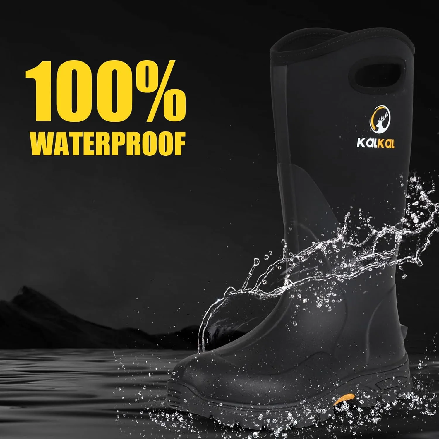 Kalkal Rubber Boots for Men and Women, Waterproof Insulated Rain Boots, Neoprene Breathable Mud Boots, Outdoor Anti-slip Mens Work Farming Hunting Boots