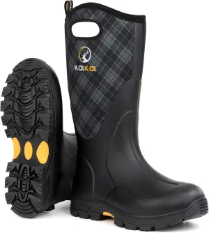 Kalkal Rubber Boots for Men and Women, Waterproof Insulated Rain Boots, Neoprene Breathable Mud Boots, Outdoor Anti-slip Mens Work Farming Hunting Boots