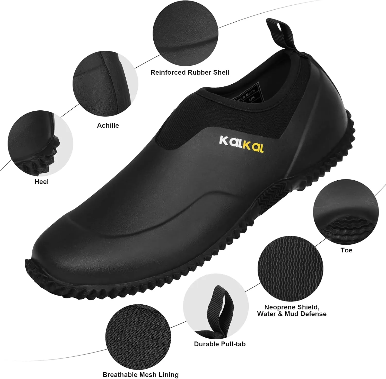 Kalkal Unisex Waterproof Garden Shoes, Men's Garden Boots,Women's Rain Shoes, Neoprene Rubber Footwear for Camping, Lawn Care, Gardening, Car Wash and Yard Work(Size 6-14)