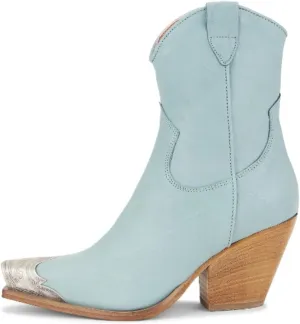 keleimusi Women's Western Cowgirl Ankle Boots Stacked Block Heel Cowboy Booties Steel Toe Heeled Short Cowboy Boots Side Zipper Western Booties for Women