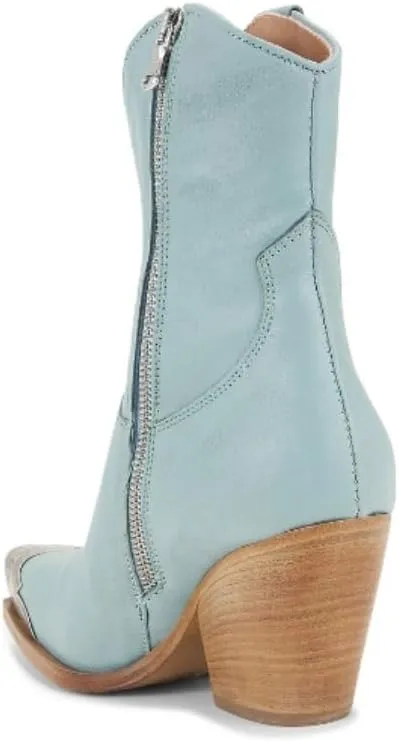 keleimusi Women's Western Cowgirl Ankle Boots Stacked Block Heel Cowboy Booties Steel Toe Heeled Short Cowboy Boots Side Zipper Western Booties for Women