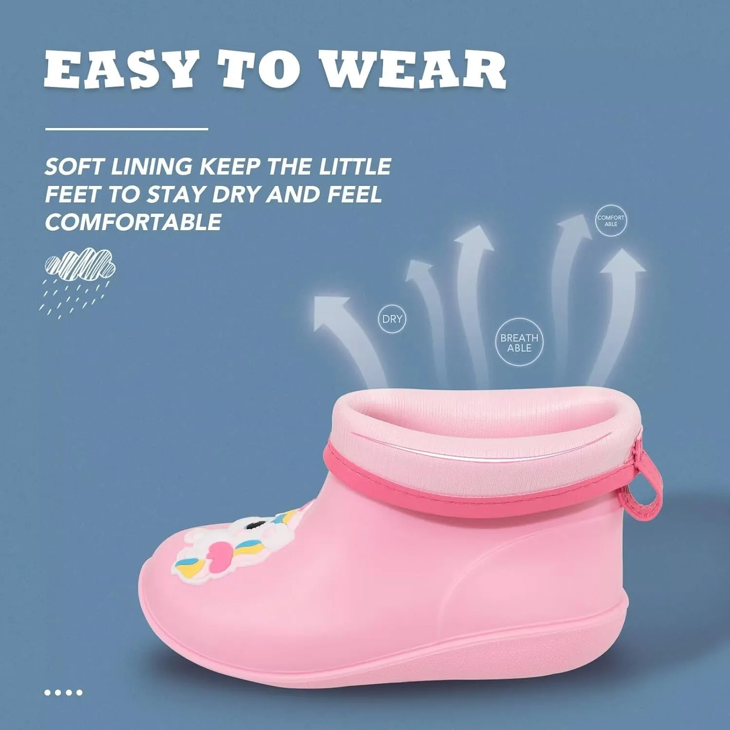 Kids Rain Boots Toddler Rain Shoes Children Waterproof Boots for Boys and Girls