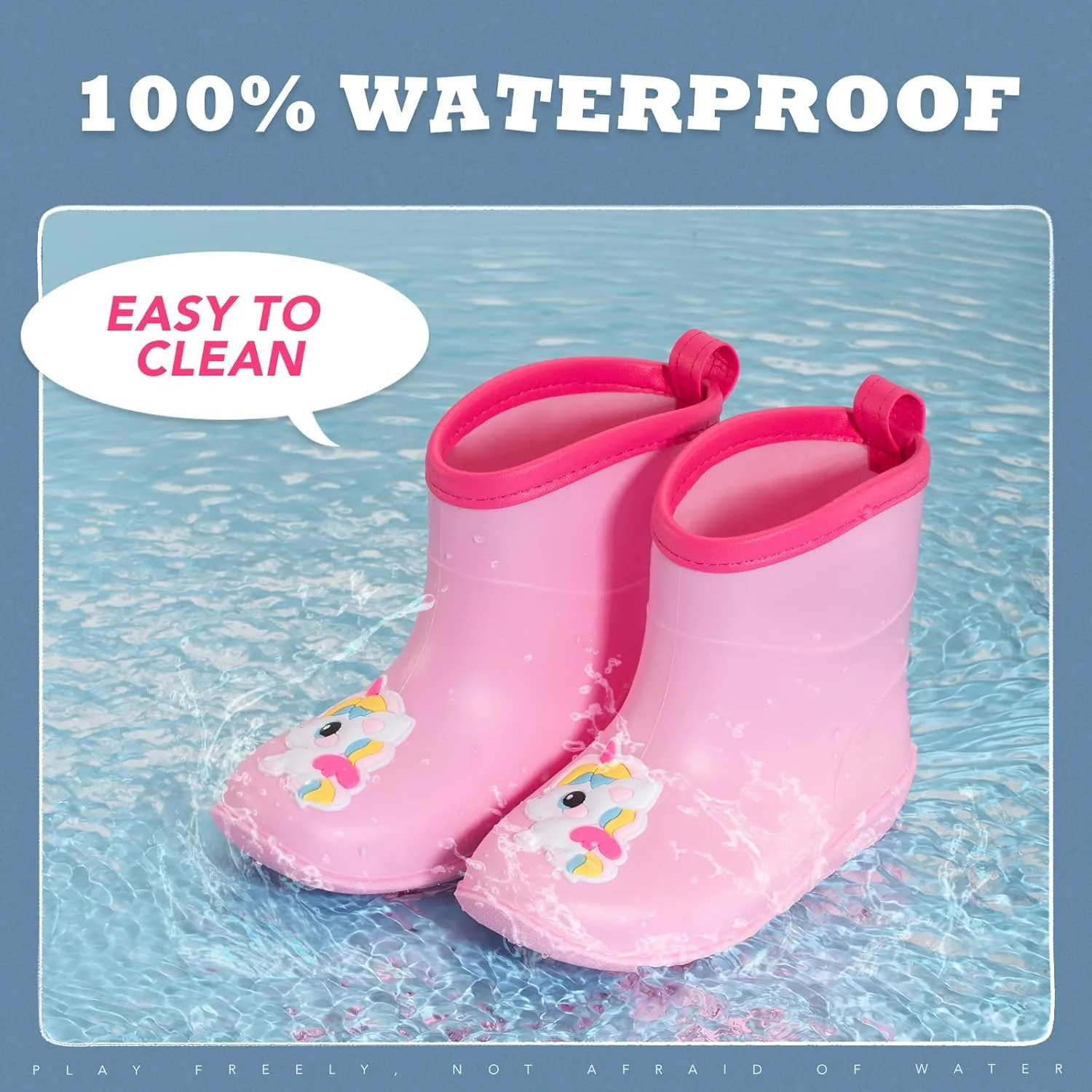Kids Rain Boots Toddler Rain Shoes Children Waterproof Boots for Boys and Girls