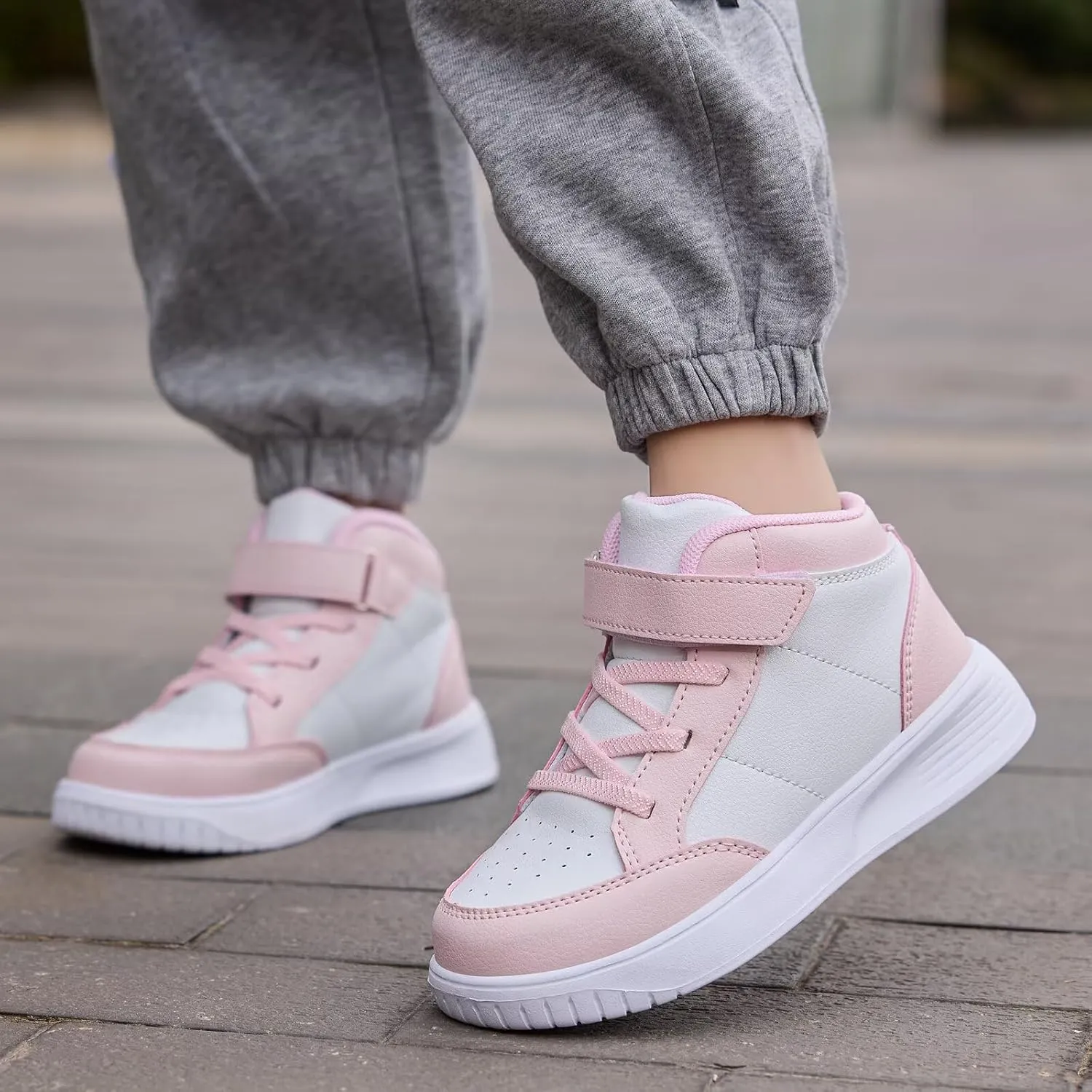 Kids Sneakers Boys Running Shoes Girls High Top Casual Lightweight Classic Adjustable Strap Sneakers